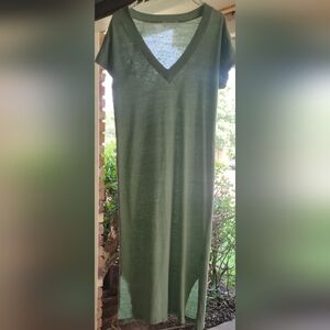 Perfectwhitetee Abbey V-neck Dress, S, Green, Super Soft 70% Cotton